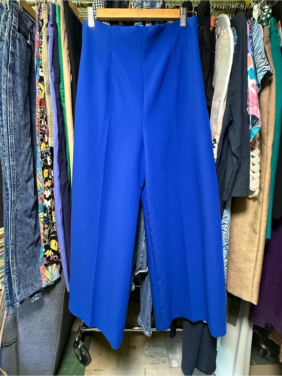 Zara Pants - Zara Cobalt Blue High-Waist Wide-Leg Cropped Pants